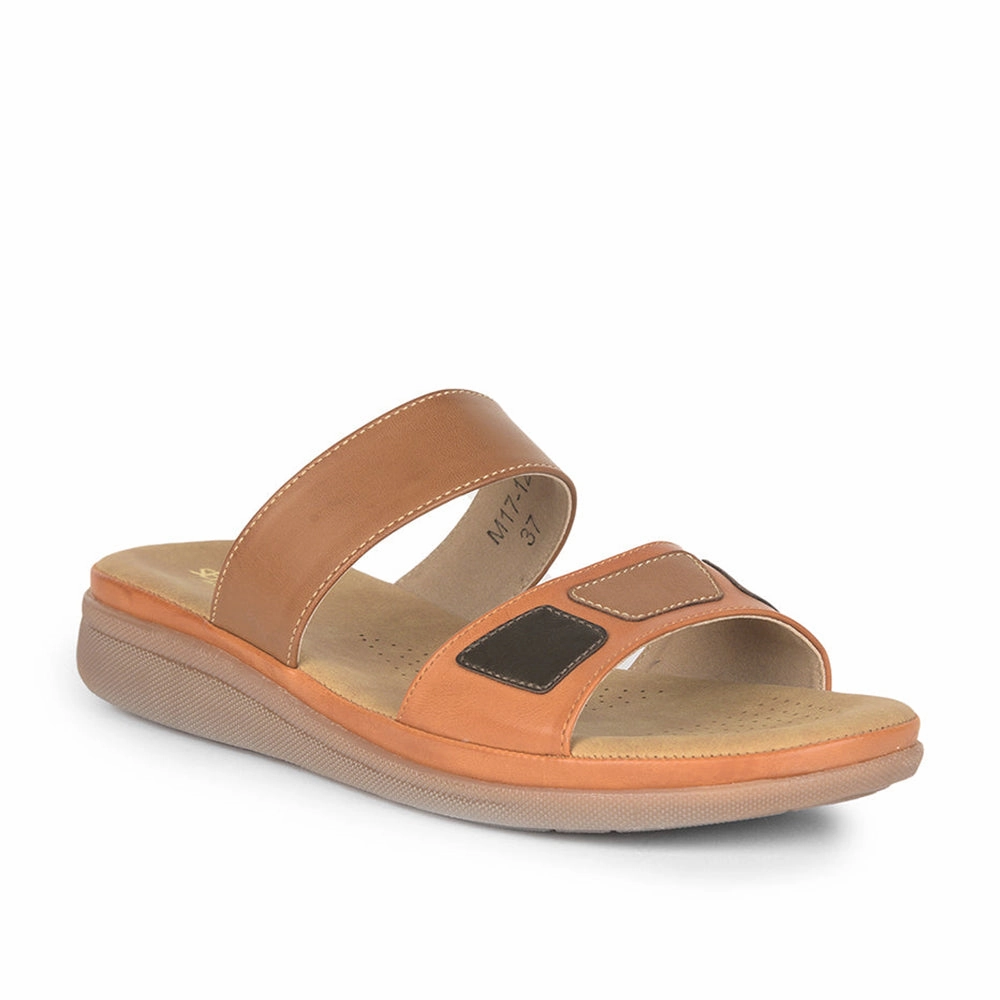 Senorita Casual (Tan) Slippers For Women M17-12 By Liberty Toe Flex