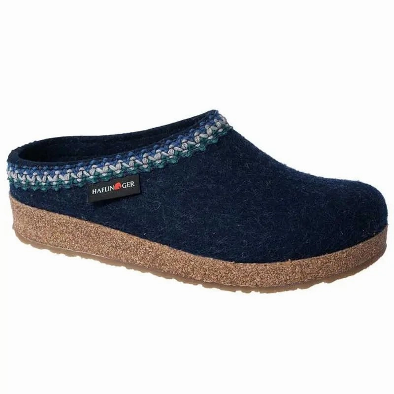 Stretchable Waistband Free Mind Haflinger GZ Zig Zag Grizzly Clog - Captains Blue