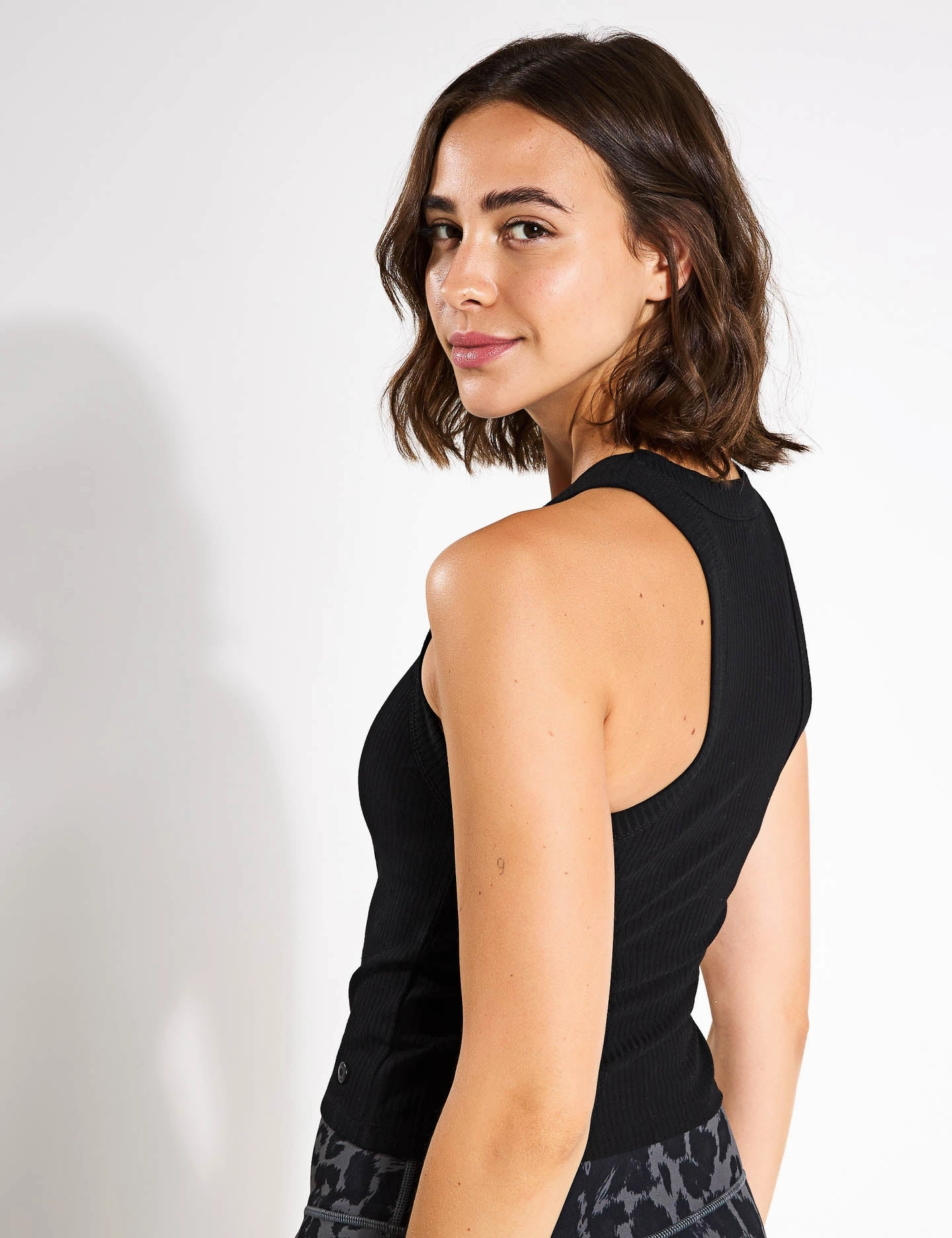 Four Way Stretch Harmony Tank Top - Black Rib