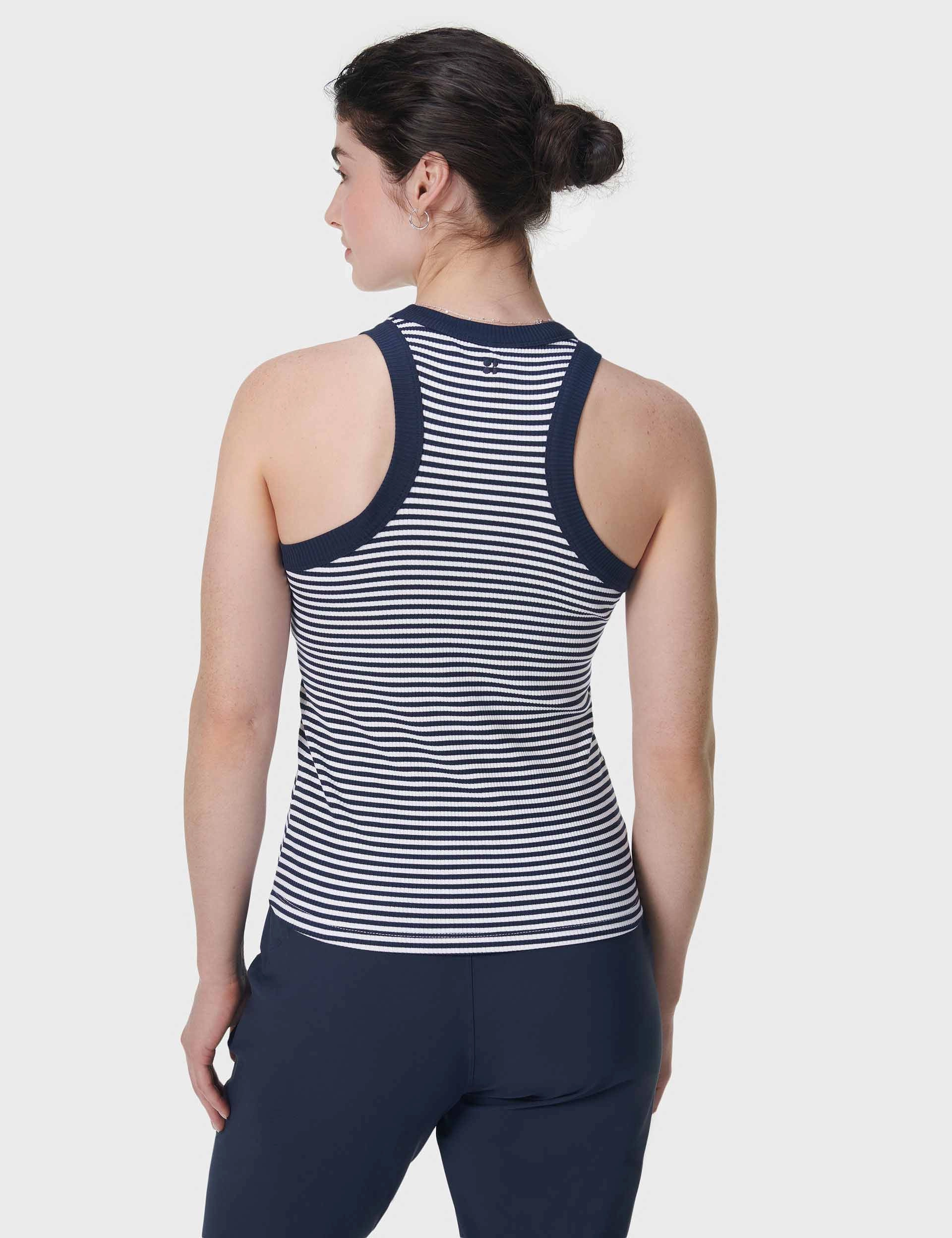 Harper Racer Vest - Navy White Stripe Airflow Mesh Lining QuickPackFoldableDesign