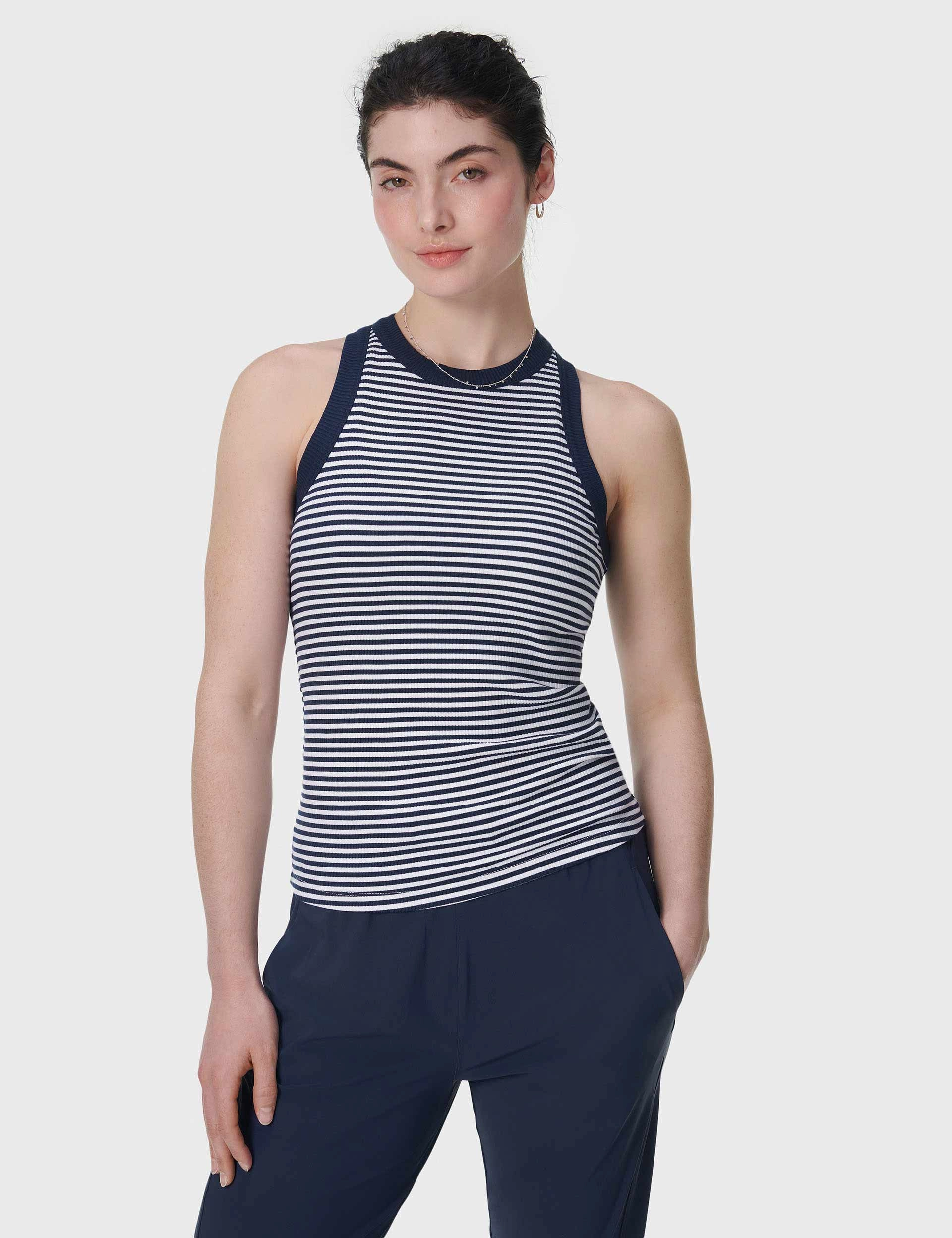 Snag Resistant Fabric Harper Racer Vest - Navy White Stripe