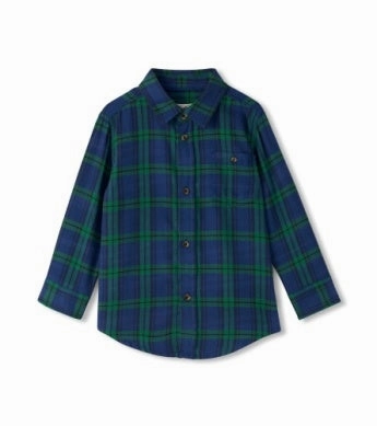 Hatley Button Down Shirt - Blackwatch Plaid coastal Elementary school kids' outfits