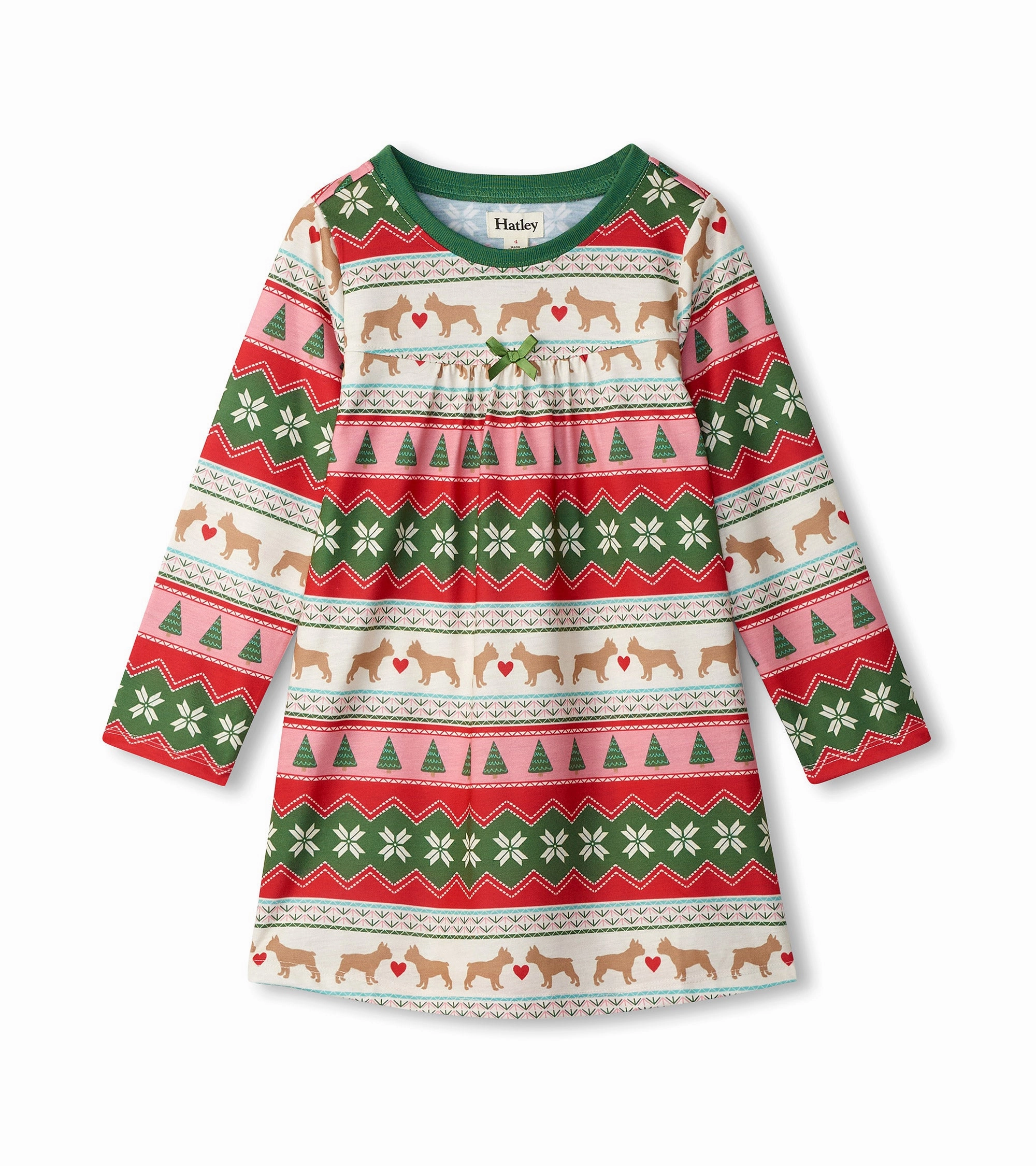 Beaded kids' apparel Fashionable Hatley Fairisle Longsleeve Nightdress - Puppy Hearts