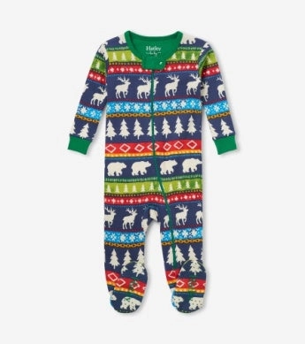 Hatley Footed Coverall - Navy Painted Fairisle Comfy Wear Elegant Pants