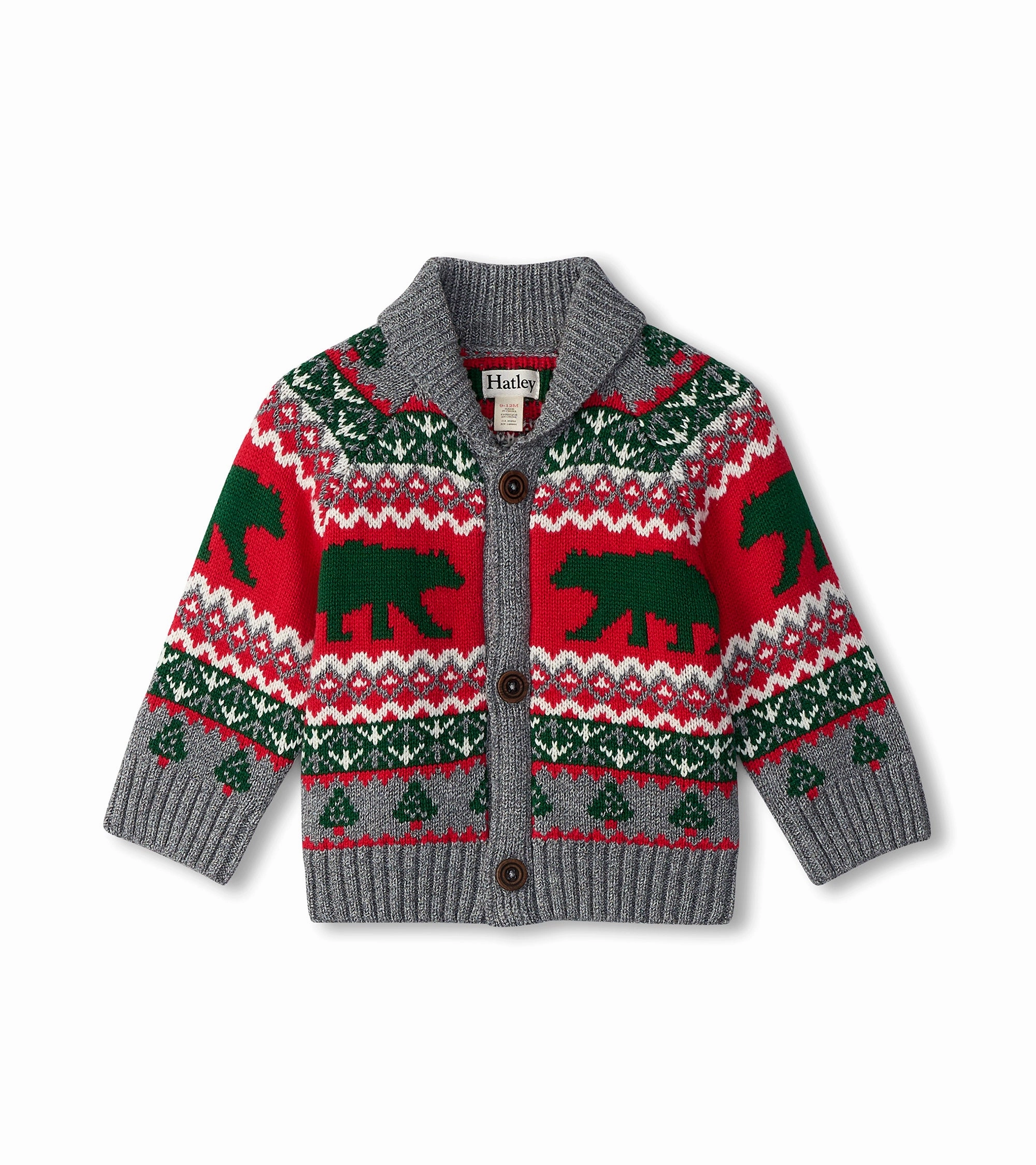 Hatley Knit Shawl Collar Cardigan - Bear Recycled materials