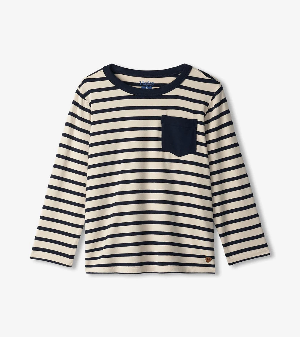 Practical Volleyball clothes for children Hatley Longsleeve Bamboo Tee - Black and Cream Striped