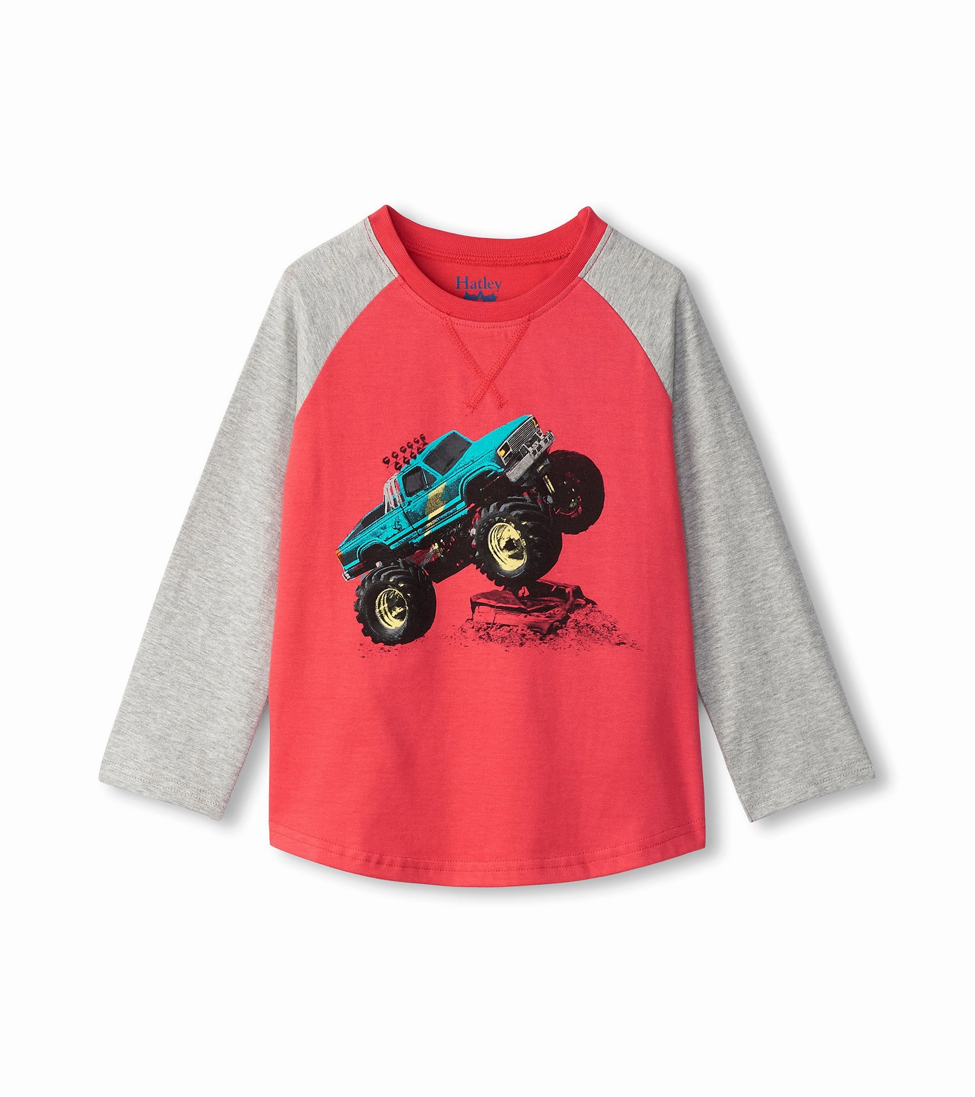 Silk like kids' wear Hatley Longsleeve Raglan Tee - Monster Truck