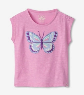 Sleep - Wear Retro Hatley Snap-up Tee - Painted Butterfly