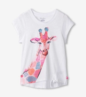 Hatley Tie Front Tee - Happy Giraffe Tennis wear for kids color - fast