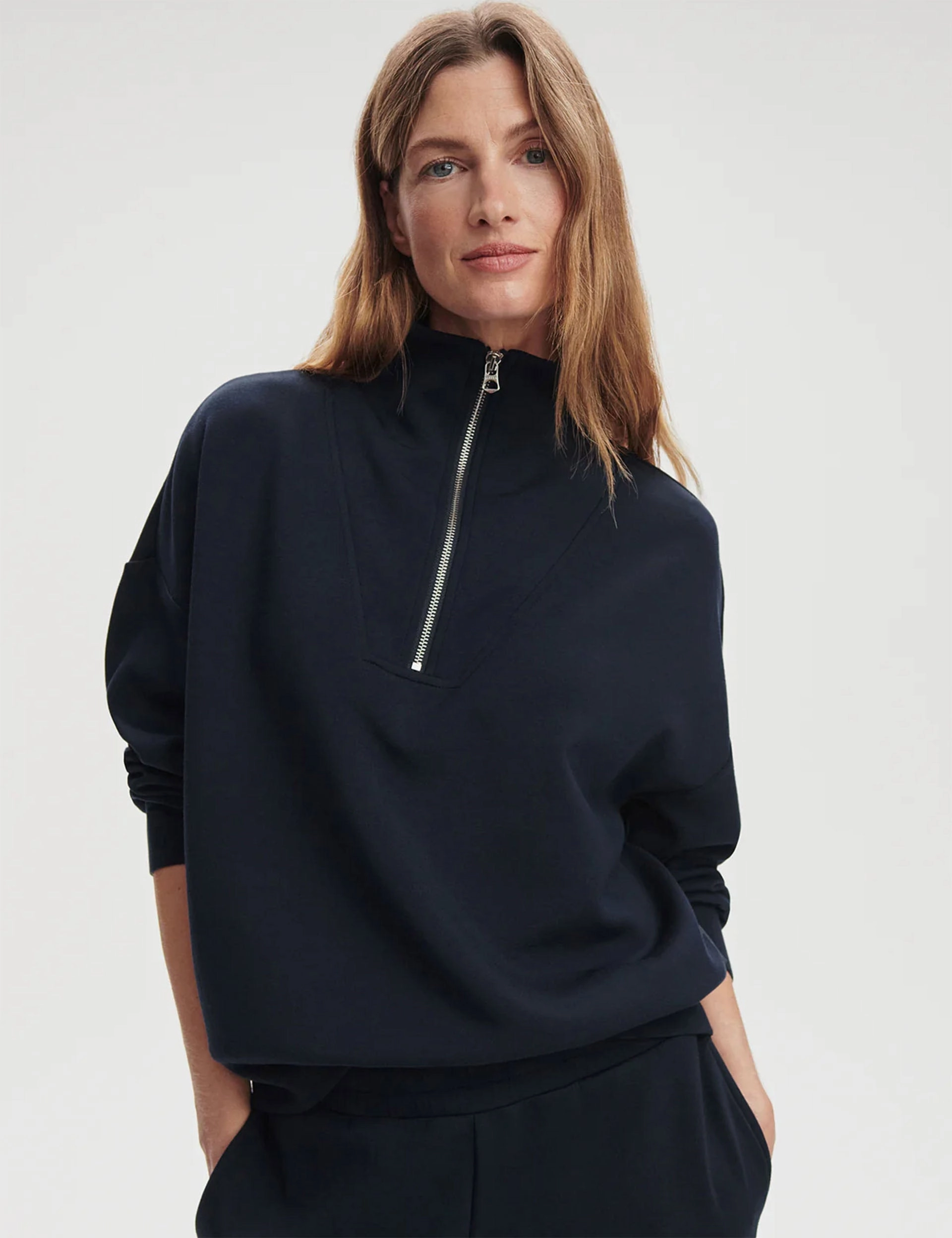 Hawley Half Zip Sweat - Navy Trans Glow