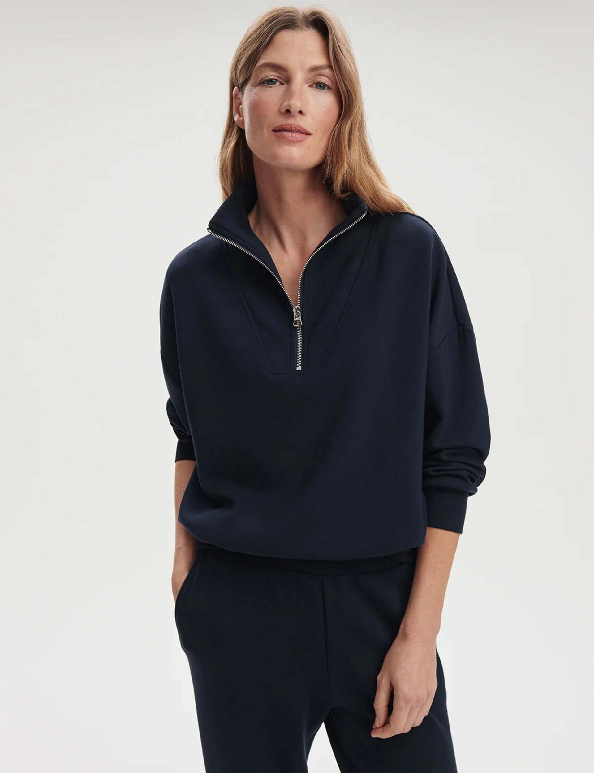 Hawley Half Zip Sweat - Navy Comfort waistband FourWayStretch