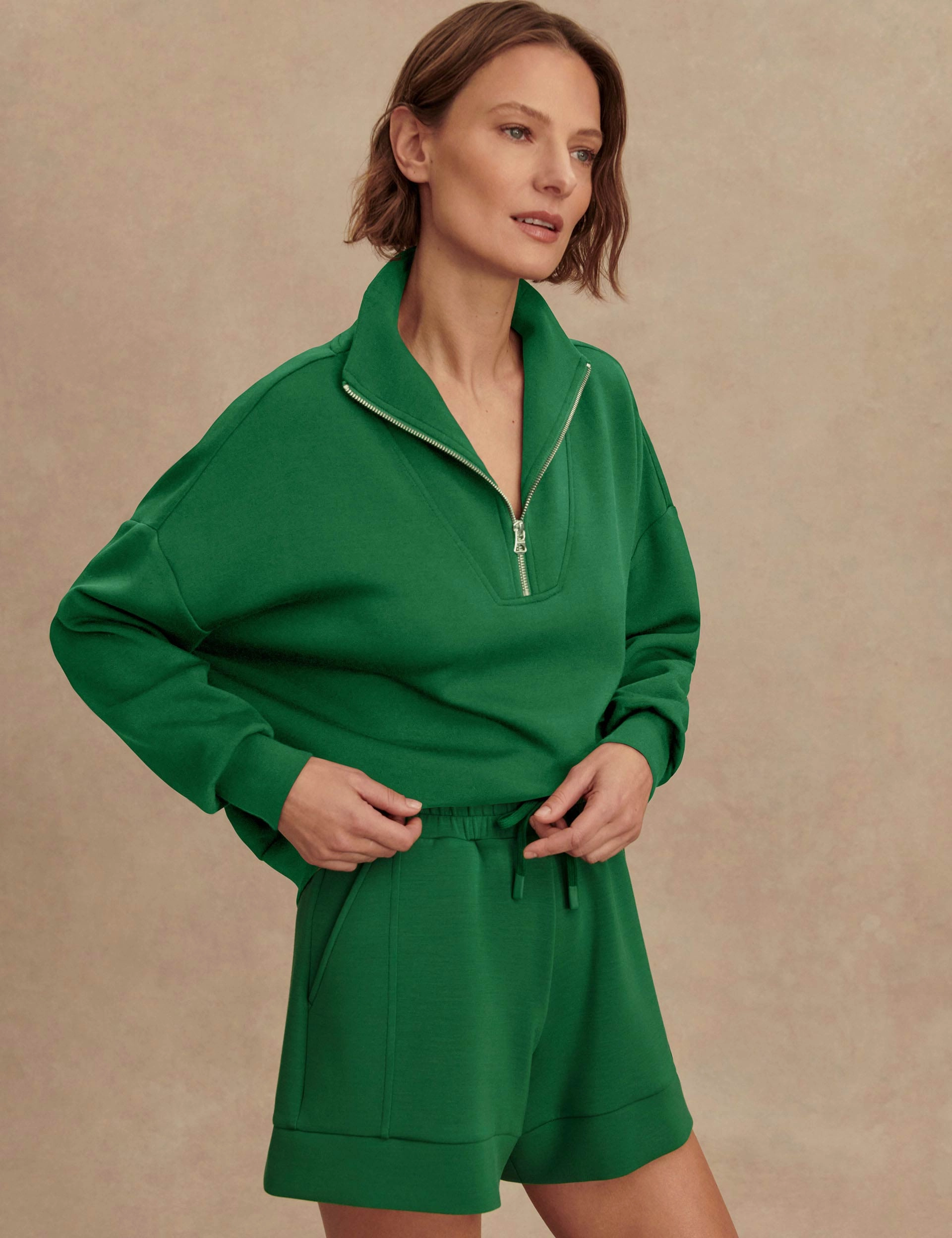 Hawley Half Zip Sweat - Verdant Green Pika like
