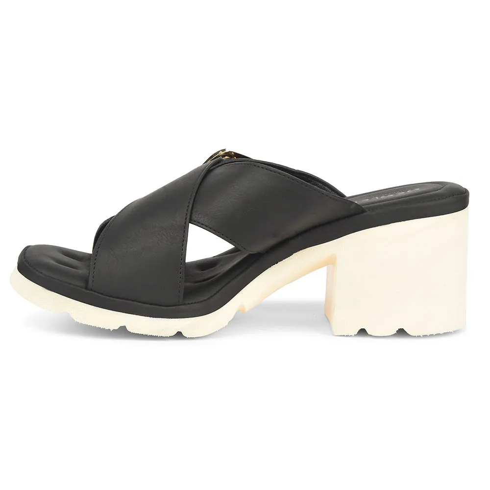 Healers Black Casual Block Heel Sandal For Women ZQ-DM-15 By Liberty Flat Sole