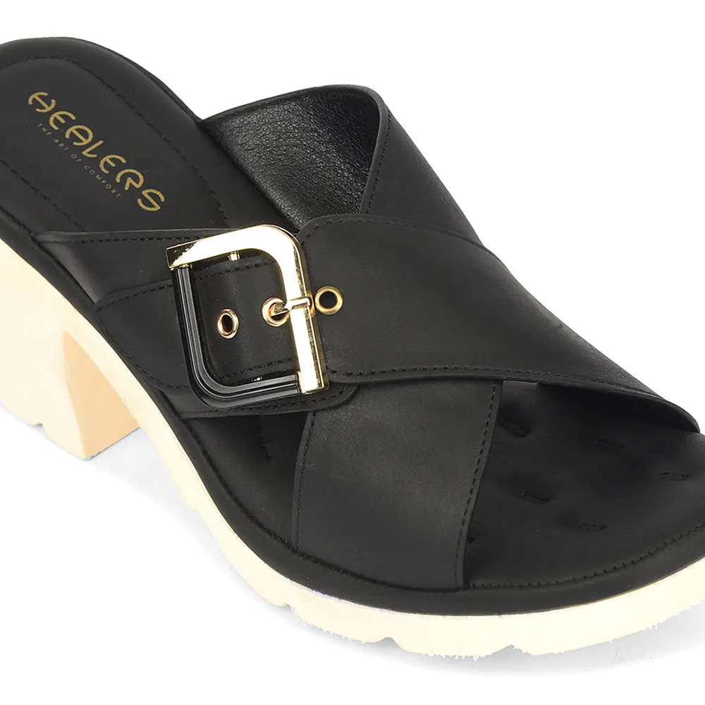 Healers Black Casual Block Heel Sandal For Women ZQ-DM-15 By Liberty City Run