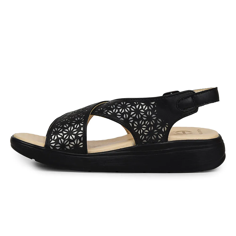 synthetic strength running in a tundra area Healers Black Casual Sandal For Women ZUBIE-7E By Liberty