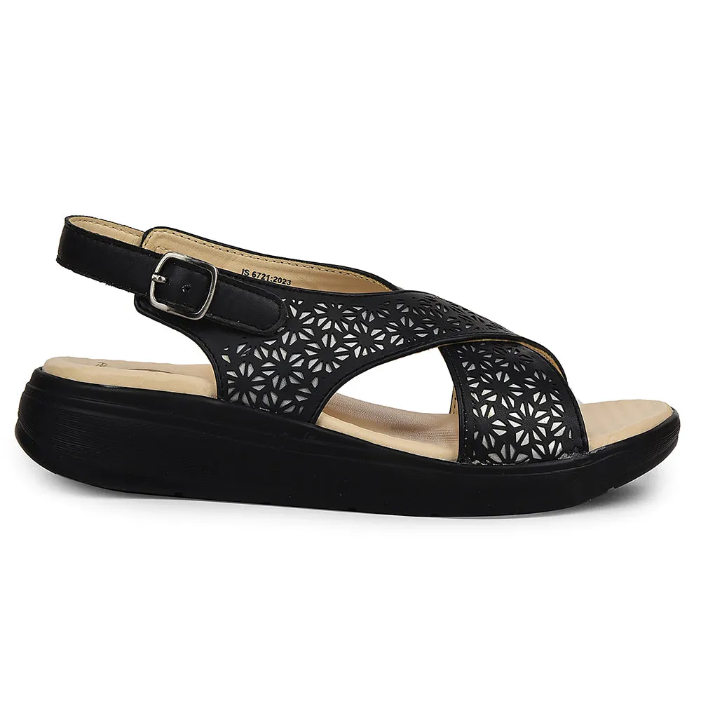 Pressure Dispersion Tech Non Slip Heel Healers Black Casual Sandal For Women ZUBIE-7E By Liberty