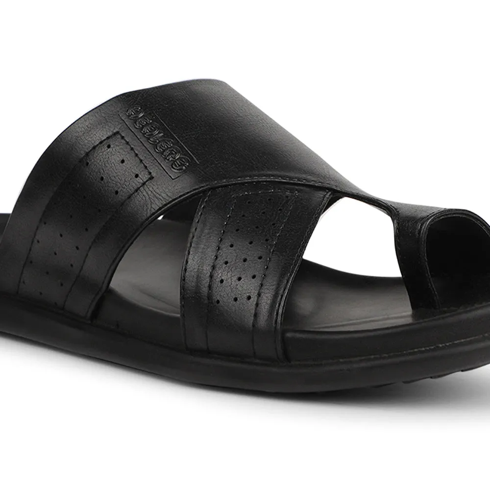 Healers Black Casual Slipper For Men LEEKS-10 By Liberty hard - wearing outsole shoes