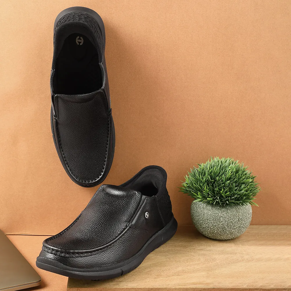 Asymmetric Lacing Configuration Healers Black Formal Non Lacing Moccasin For Men S201-02 By Liberty