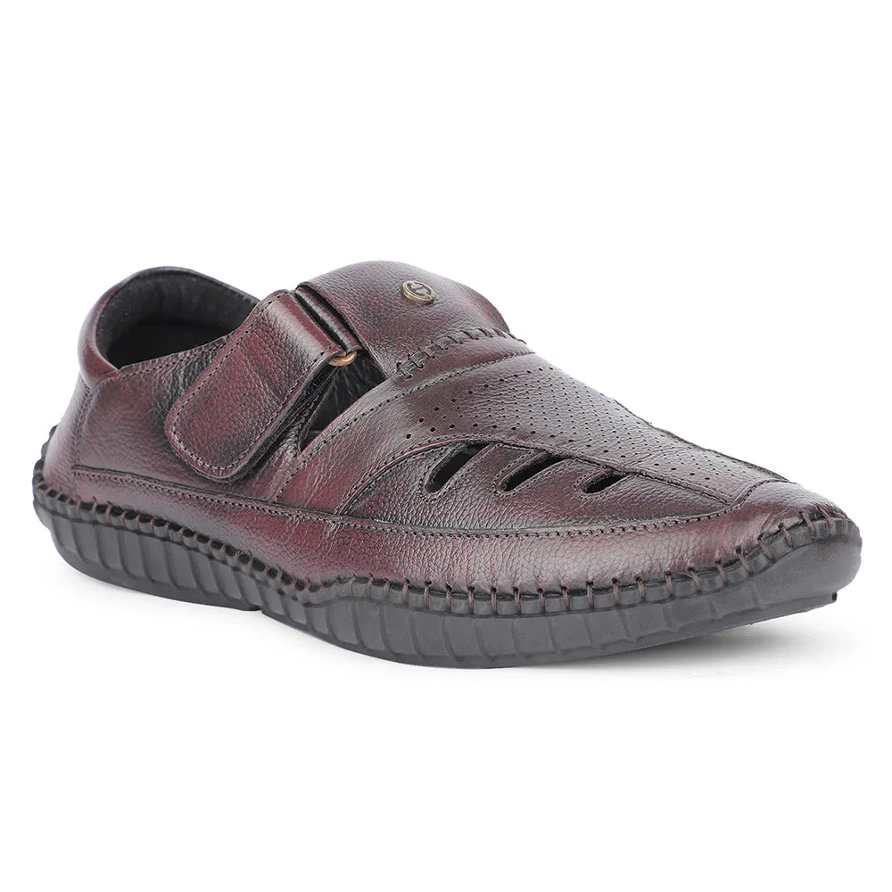 Healers Brown Casual Buckle Sandal For Men JPL-205 By Liberty Asymmetric Lacing System moon - design shoes