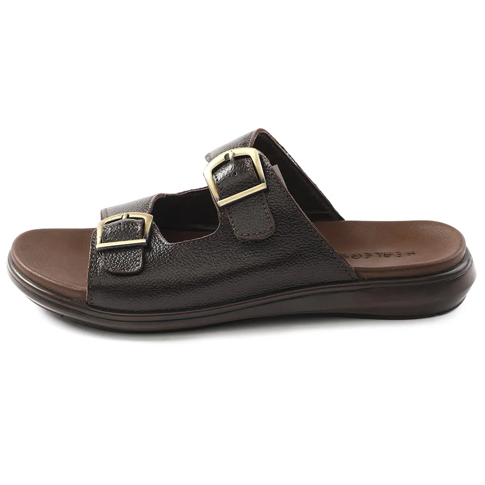 Healers Brown Casual Sandal For Men MDL-11E By Liberty Pronation Control Features elastic materials