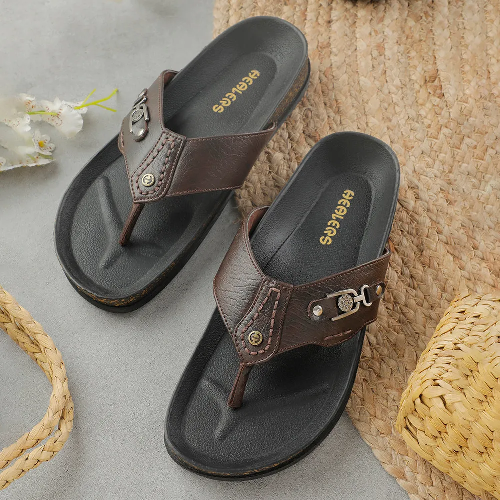 Healers Brown Casual Slipper For Men CSS-28E By Liberty synthetic - upper shoes running in a charity run shoes