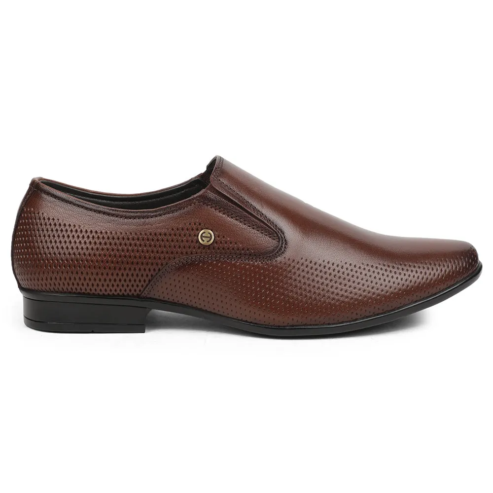 Healers Brown Formal Non Lacing Mocassin Shoes For Men UDL-4 By Liberty Breathable Upper Design