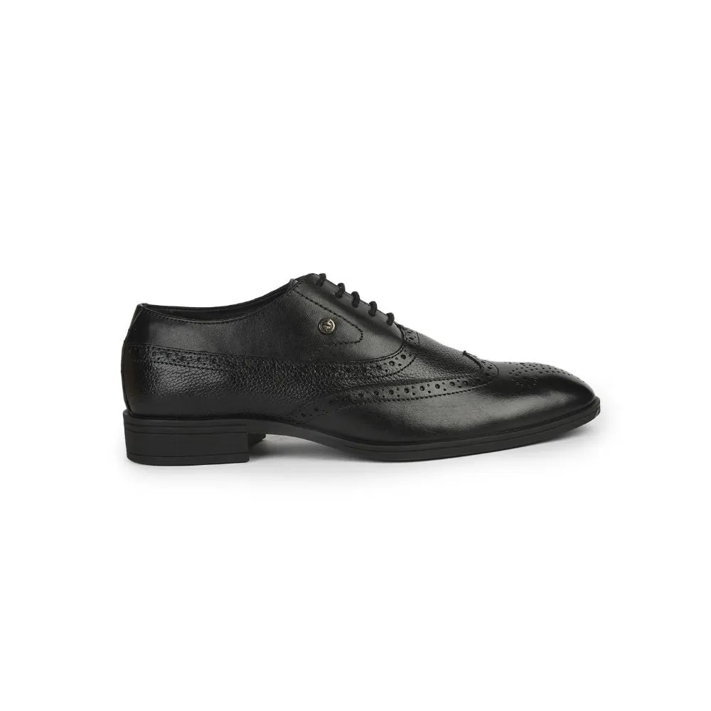 Healers Formal Black Lacing Brogue Shoes For Men AV-20 By Liberty Cushioned Midsole Tech Compact Size