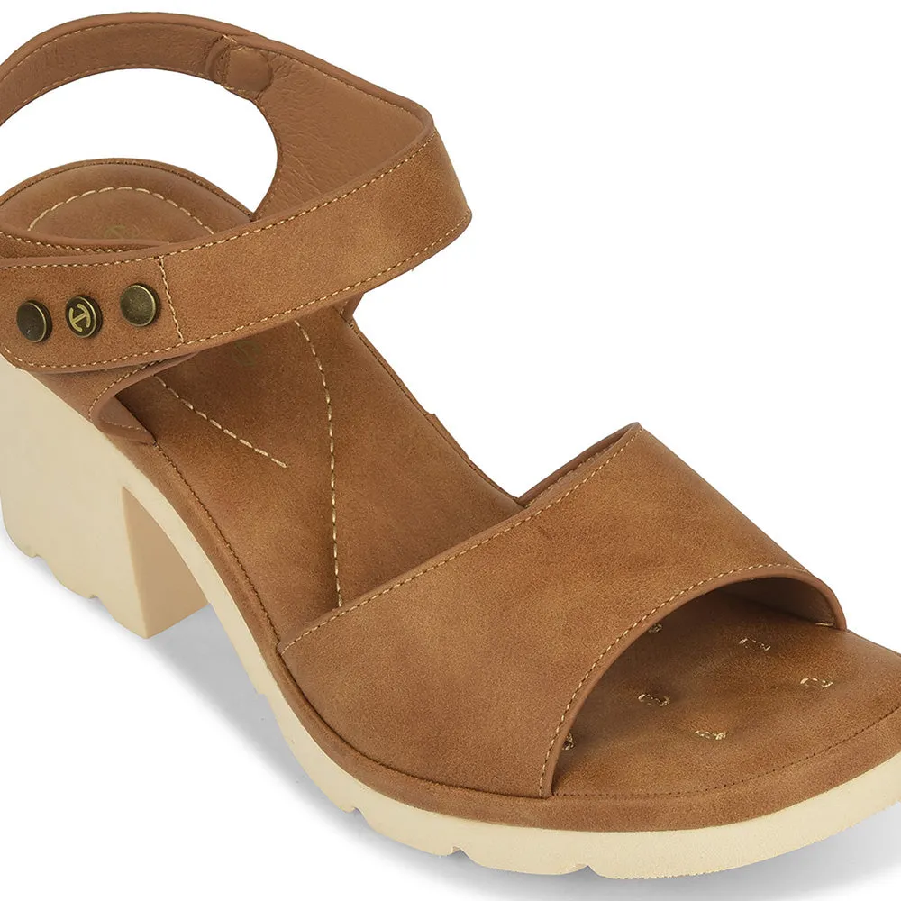 Healers Tan Casual Block Heel Sandal For Women ZQ-DM-17 By Liberty Retro - style