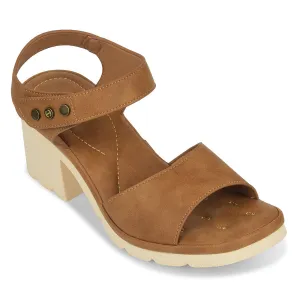 Healers Tan Casual Block Heel Sandal For Women ZQ-DM-17 By Liberty Road companion