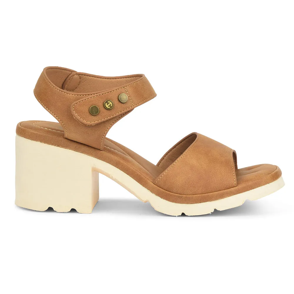 Outsoles Flex Zones Energy Return Outsole Healers Tan Casual Block Heel Sandal For Women ZQ-DM-17 By Liberty