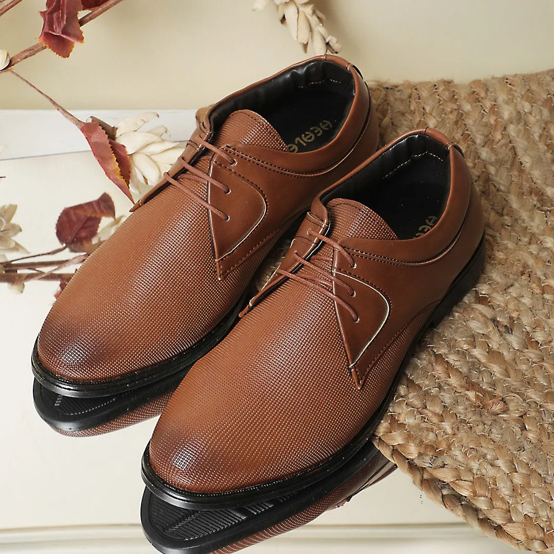 Healers Tan Formal Lacing Derby Shoes For Men DERBO-10E By Liberty Bio Mechanical Propulsion