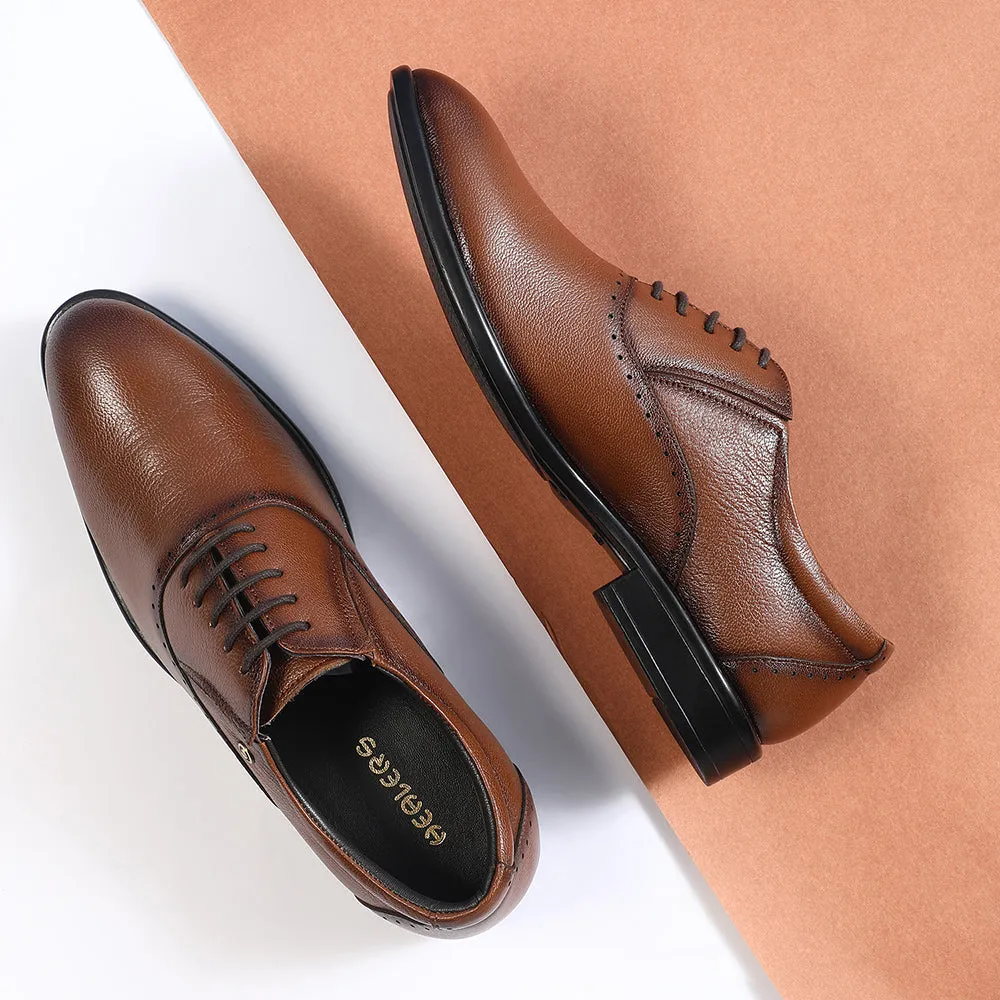 Healers Tan Formal Lacing Oxford Shoes For Men U993-18 By Liberty memory - foam insole shoes Tapered Edge