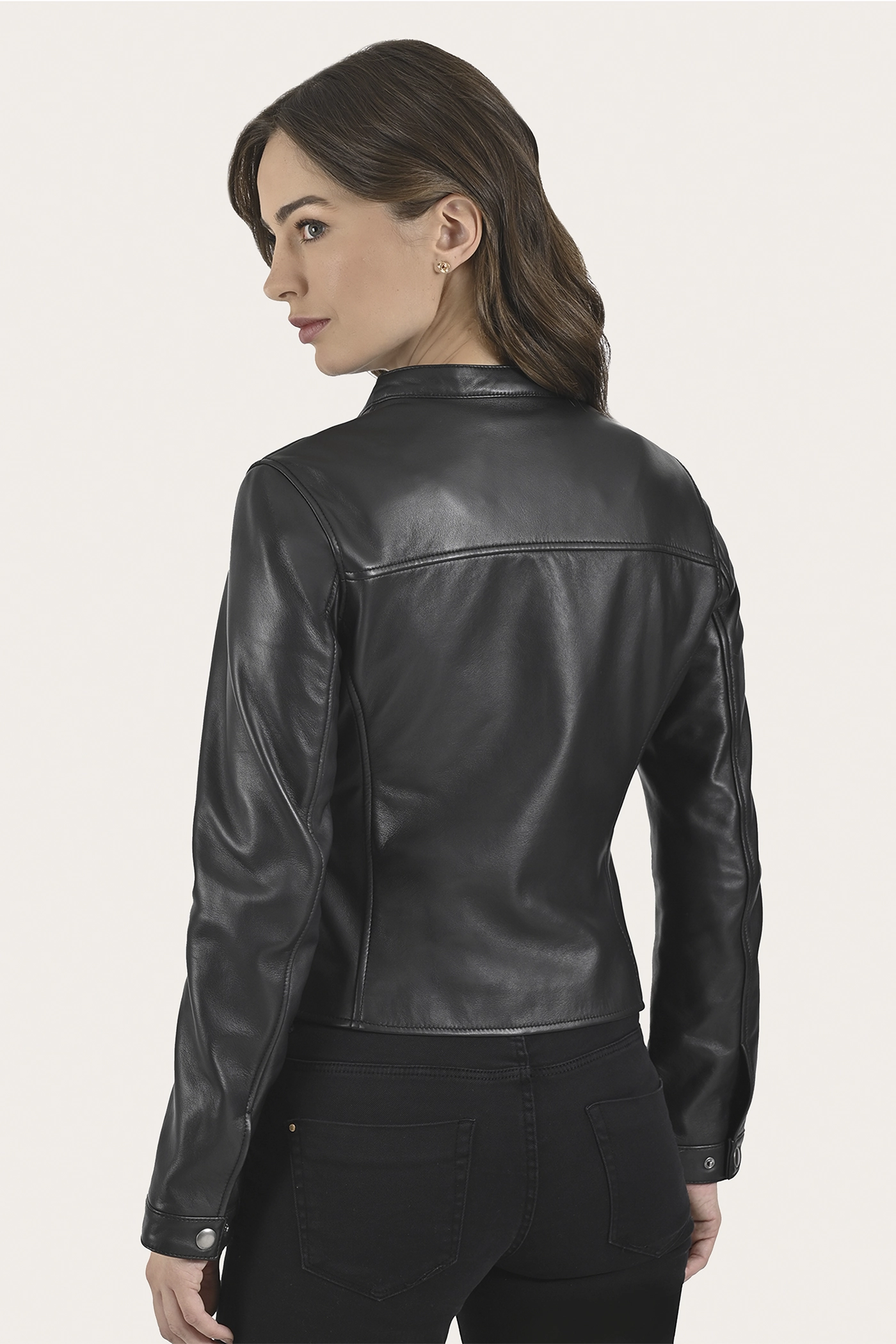 Metallic Sheen Biker Edge Heathe Leather Jacket