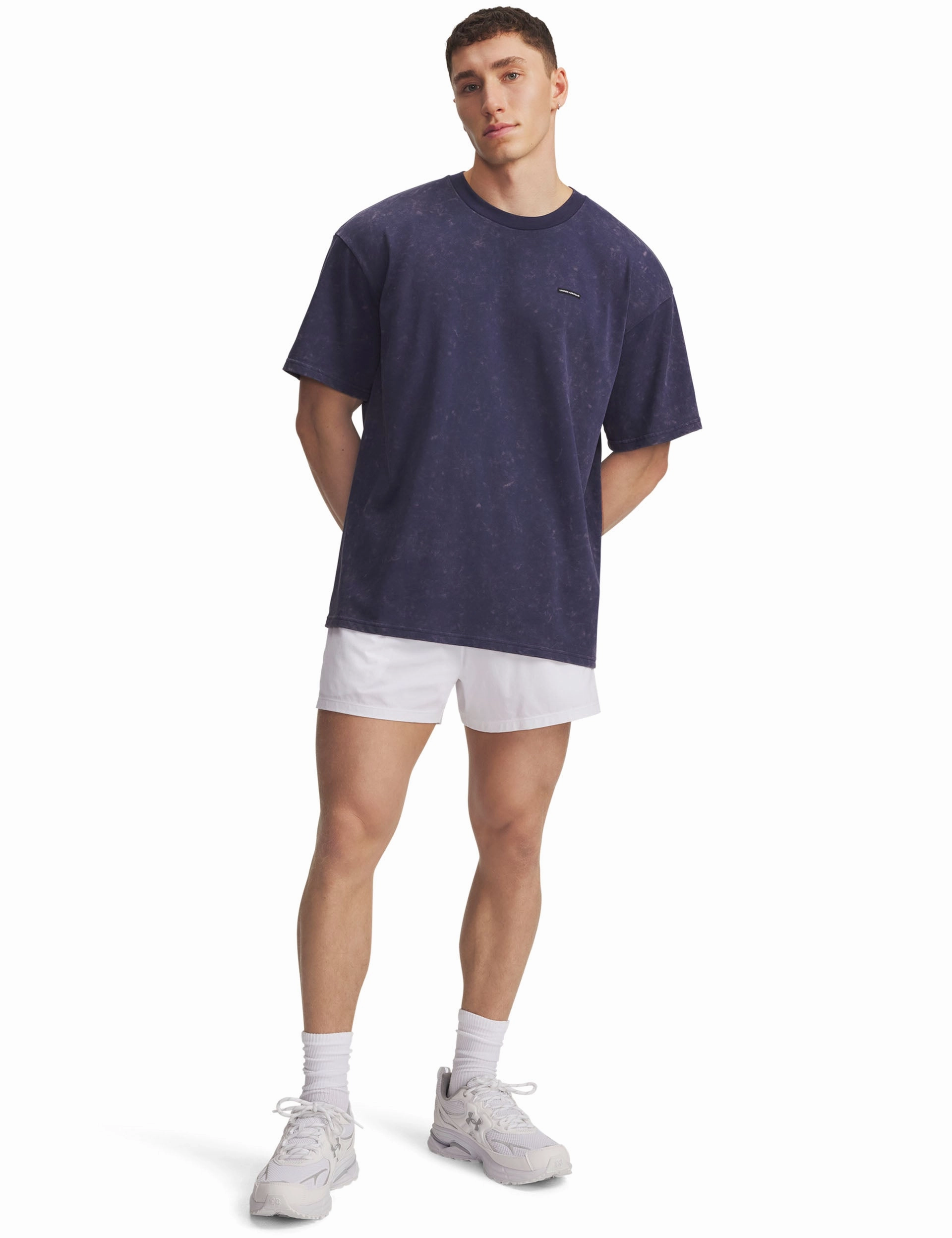 Timeless Blazer Light Flow Heavyweight Oversized Logo Wash Short Sleeve - Wash Navy/White