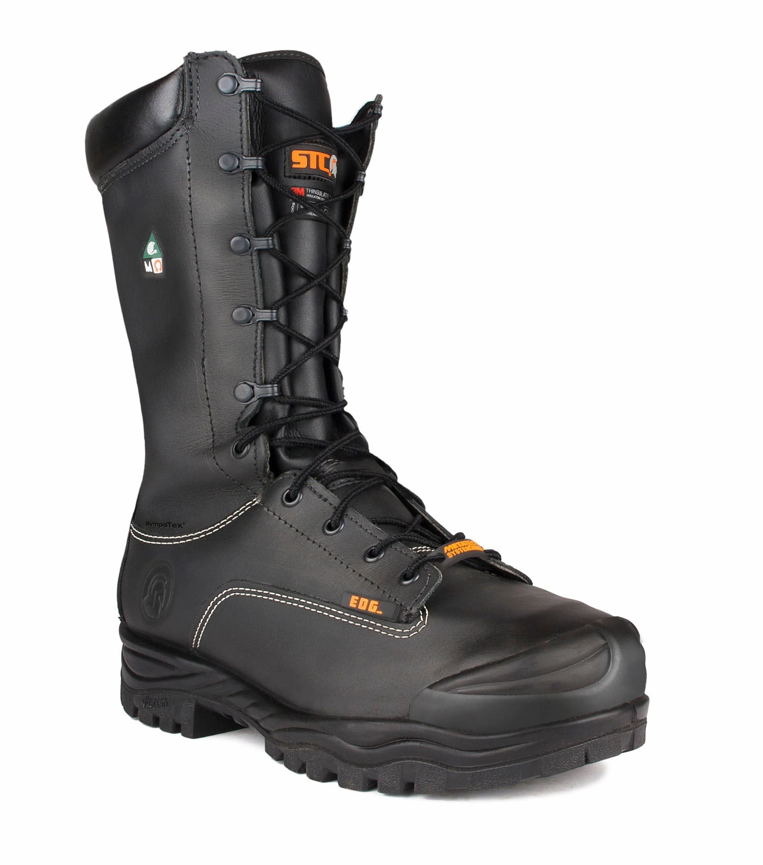 Hickory, Black | 14" Work Boots with metatarsal protection | Vibram Perforated Tongue Design