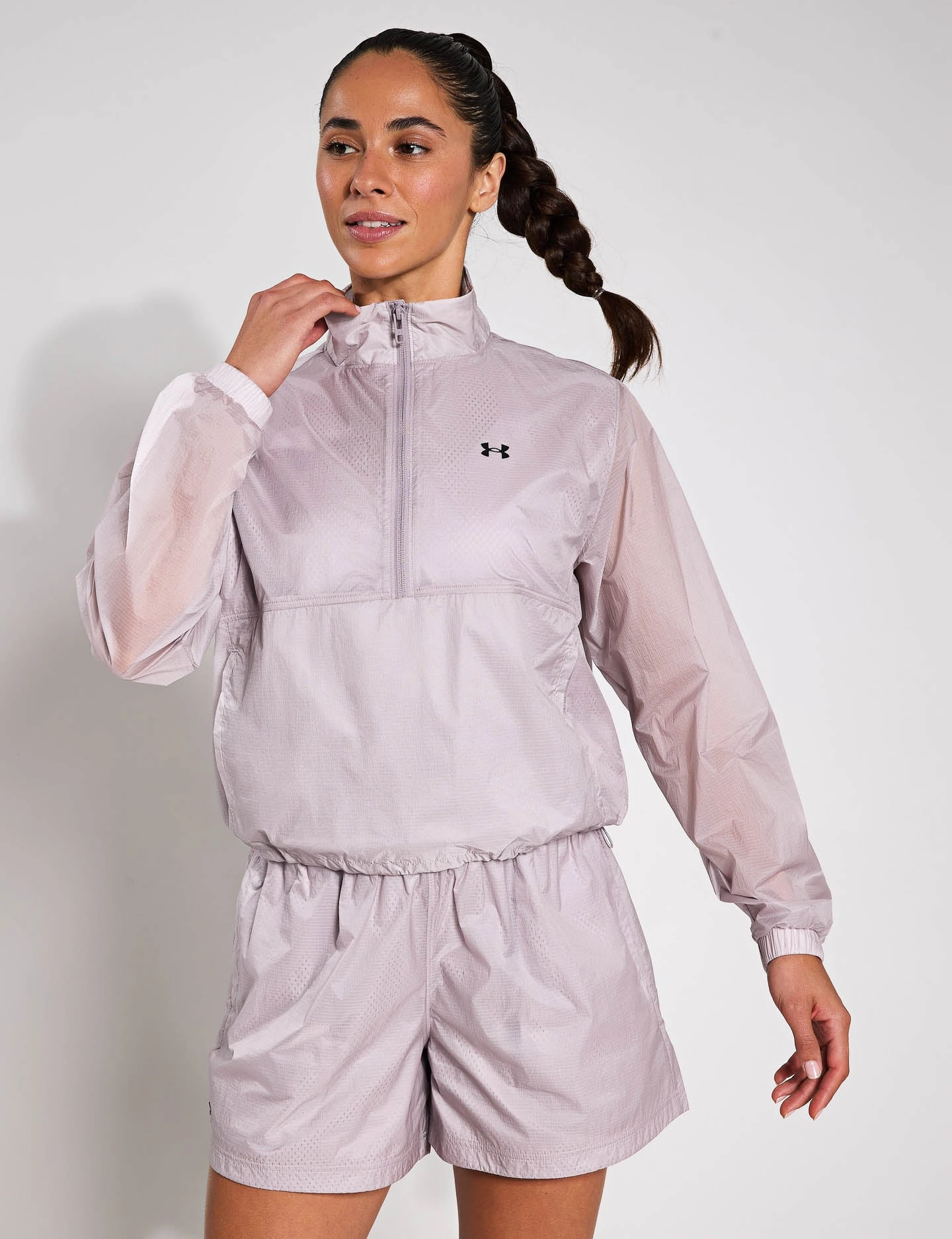 Brushed Microfiber Surface EcoFriendlyDye Rival Woven 1/2 Zip Anorak - Grey Dawn/Black