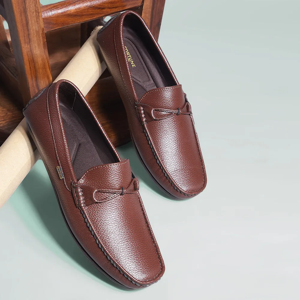 expert shoes textured - finish shoes Fortune Brown Formal Loafers For Men AVL-5 By Liberty