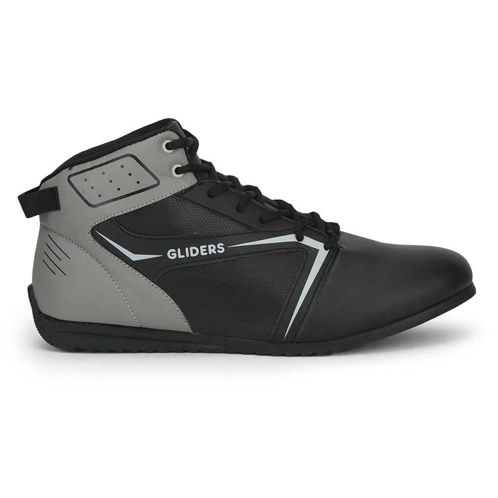 Gliders Casual Black Lacing Sneakers For Men RIDER-E By Liberty jogger Molded Arch Cradle