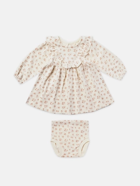 Sports kids' apparel Wrinkle - free Quincy Mae Blush Floral Long Sleeve Ruffle V Dress