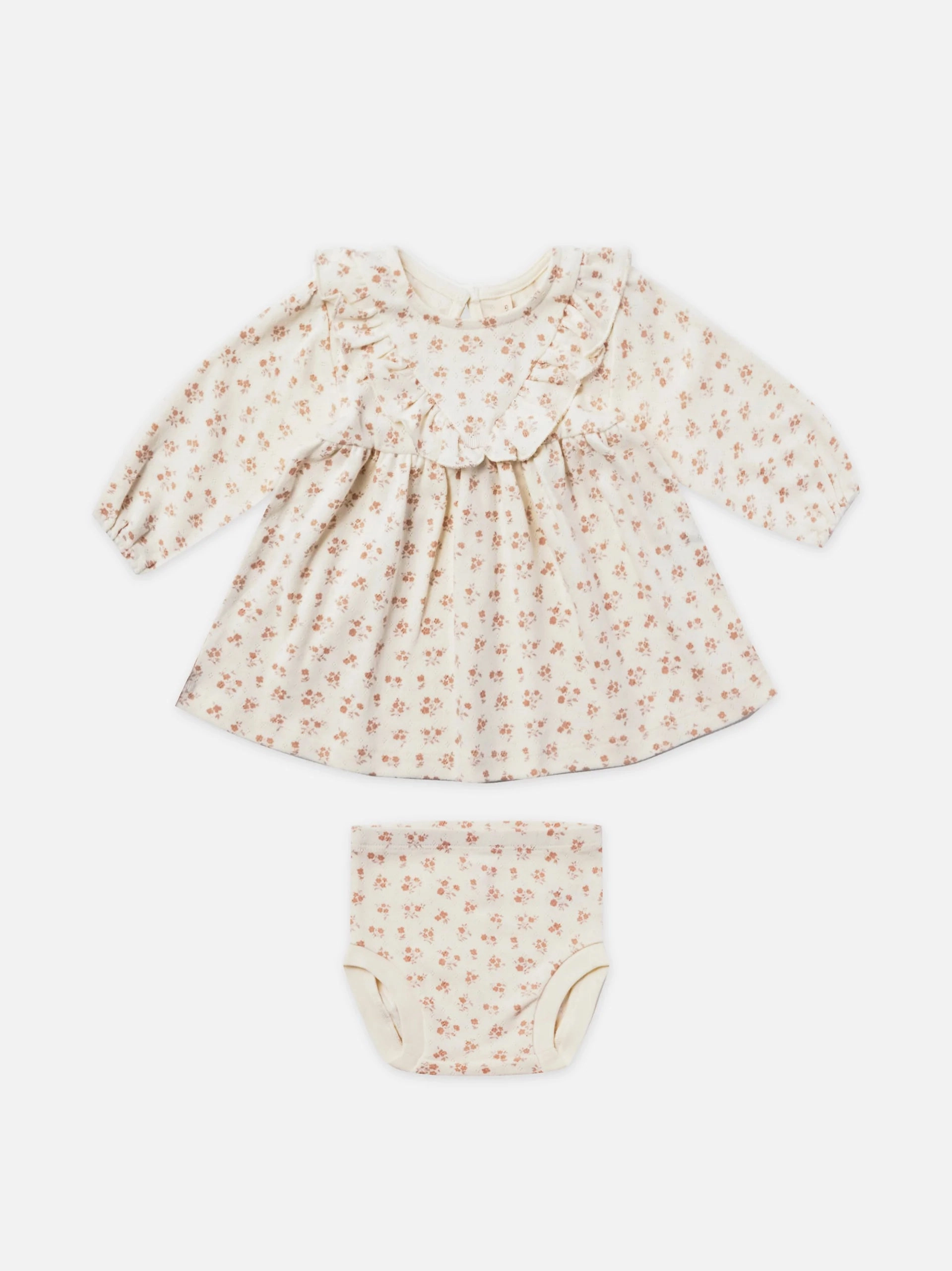 Quincy Mae Blush Floral Long Sleeve Ruffle V Dress Convenient