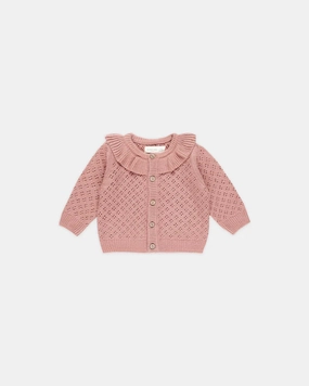 Warm kids' wear Quincy Mae Ruffle Collar Cardigan - Lipstick Pink