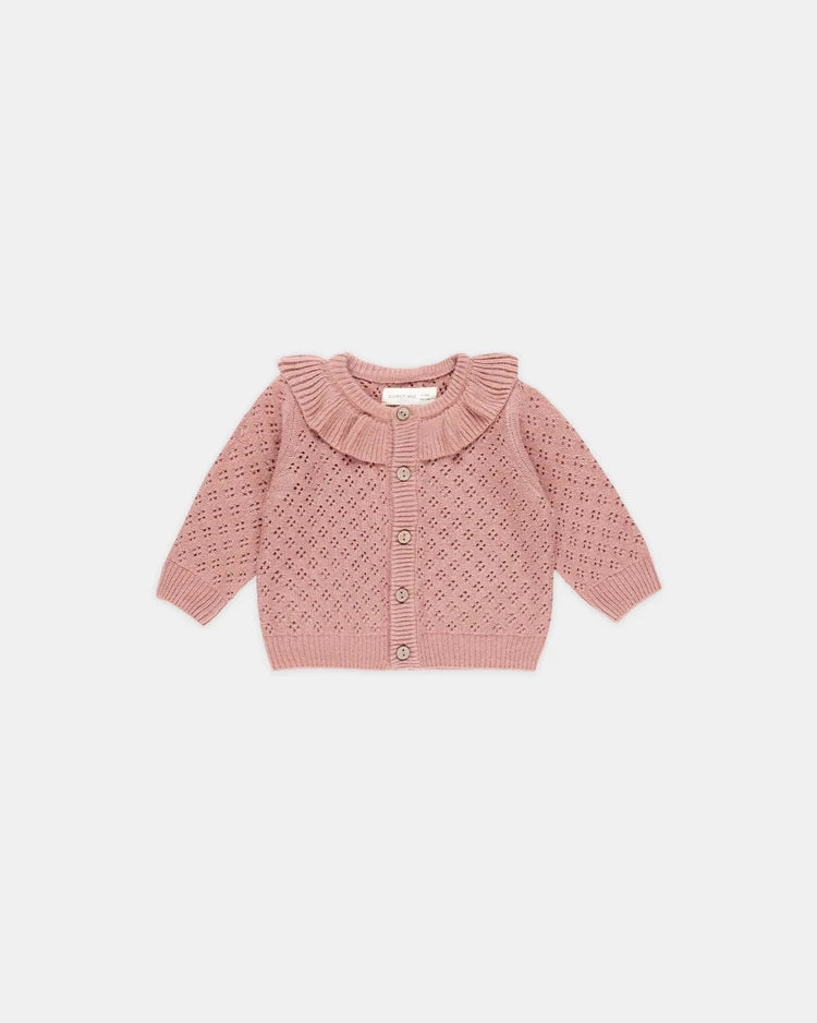Warm kids' wear Quincy Mae Ruffle Collar Cardigan - Lipstick Pink