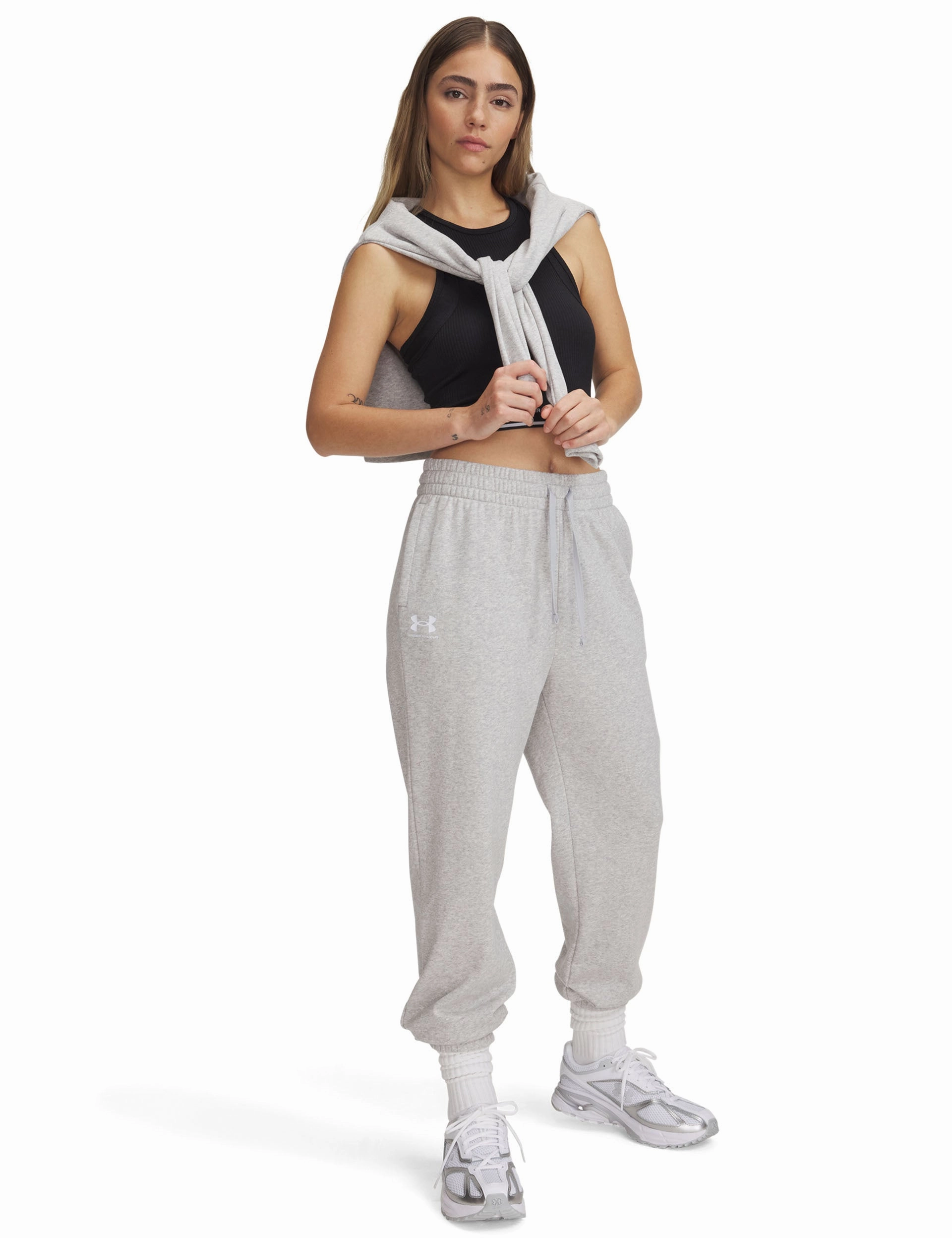 Pampered Lining Rival Terry Joggers - Mod Grey Light Heather/White