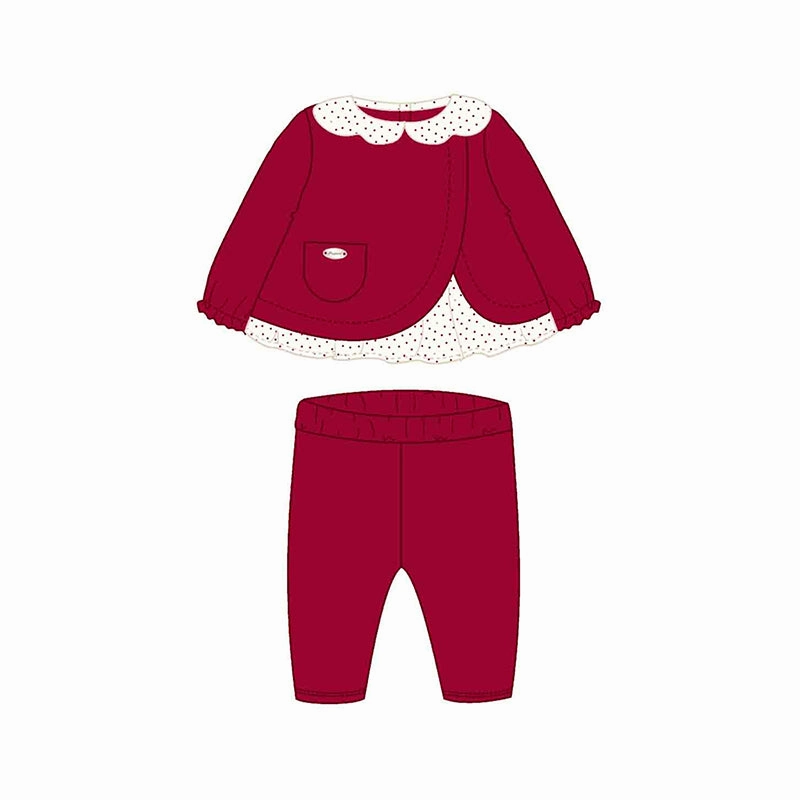 FrictionResistantEdges FourWay Stretch Mayoral Leggings & Tee 2pc Set - Cherry Red