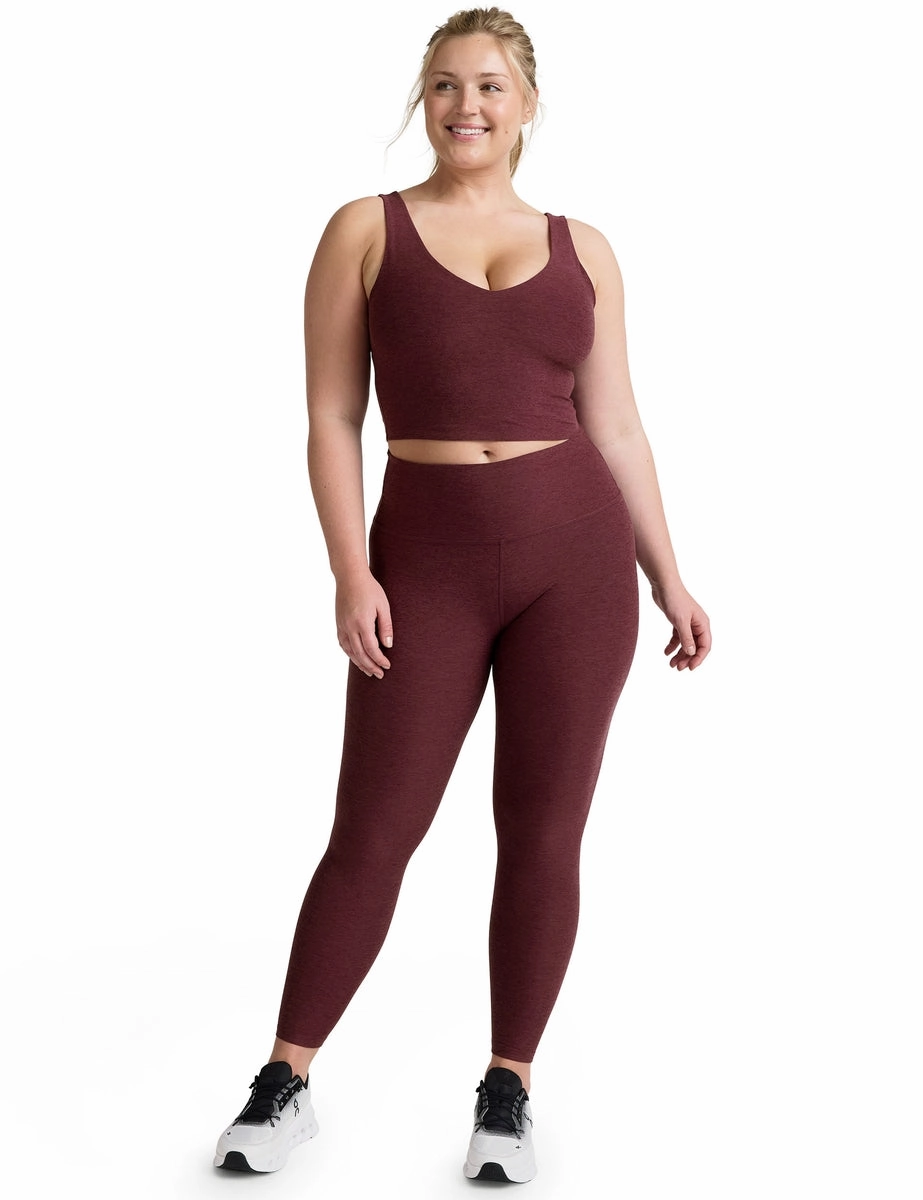 Spacedye Caught In The Midi High Waisted Legging - Midnight Burgundy Heather LightweightInsulation