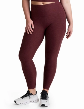 UltraSoftFinish Spacedye Caught In The Midi High Waisted Legging - Midnight Burgundy Heather