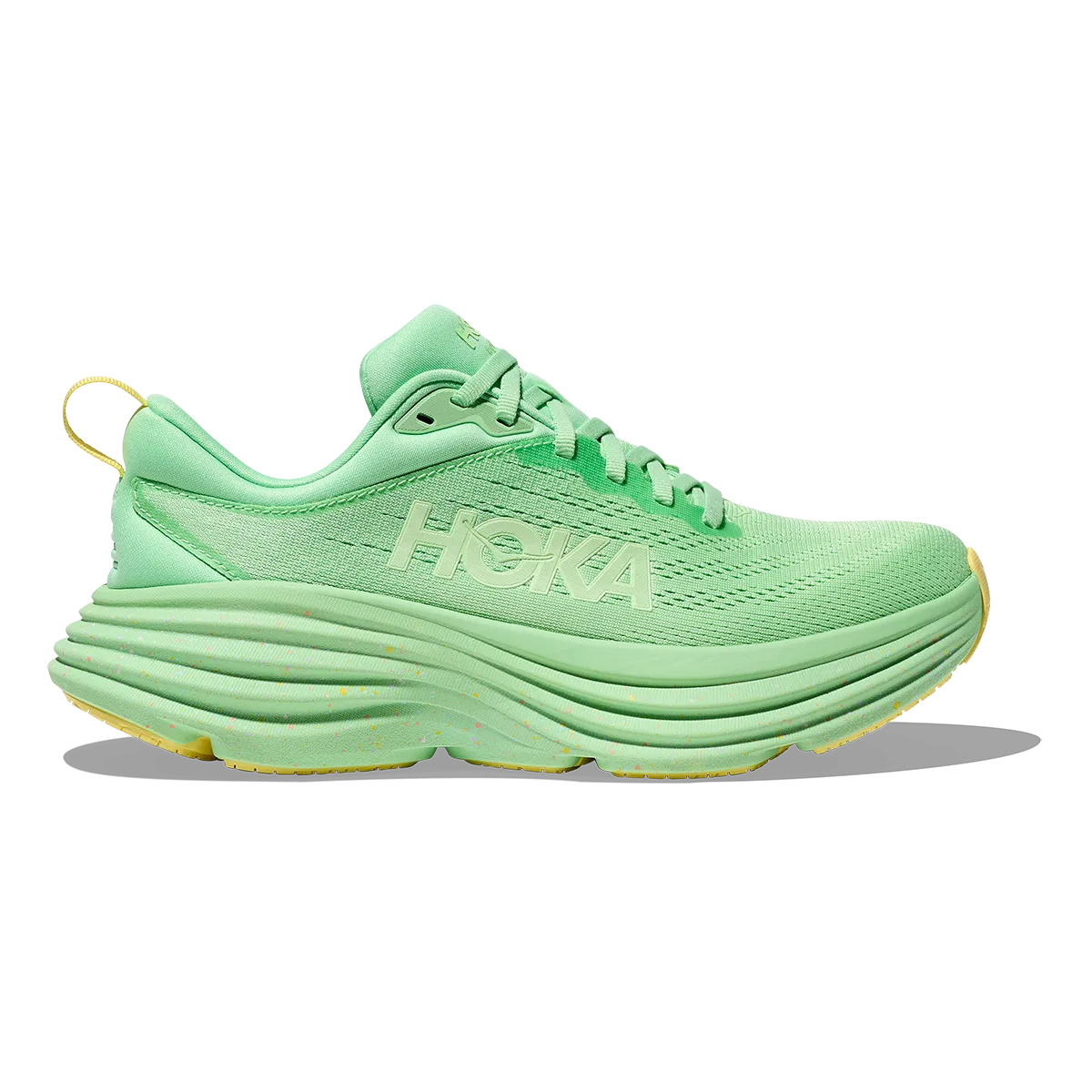 running gait analysis Hoka Bondi 8 - Lime Glow - Lemonade