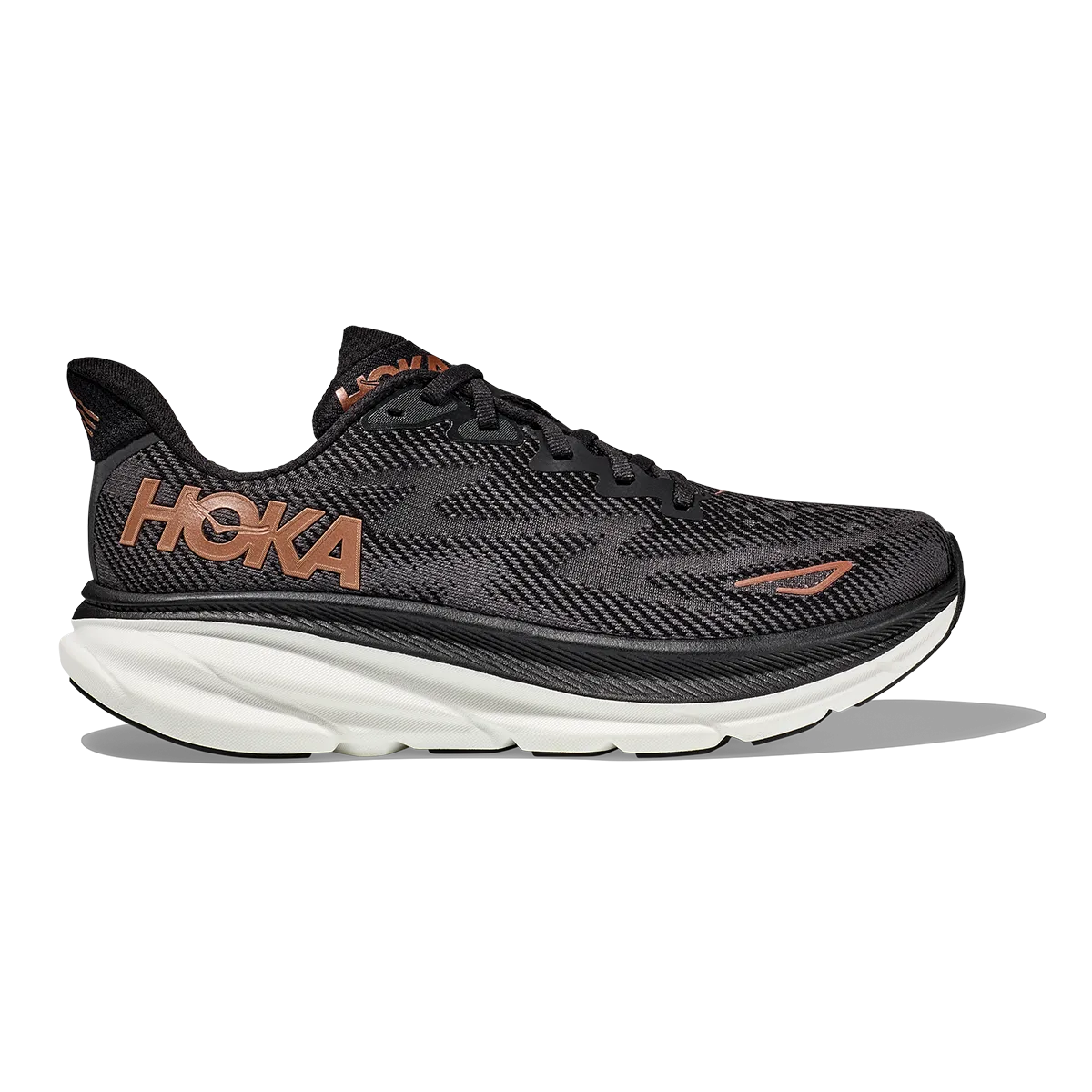 Hoka Clifton 9 - Black - Copper magnetic closure shoes