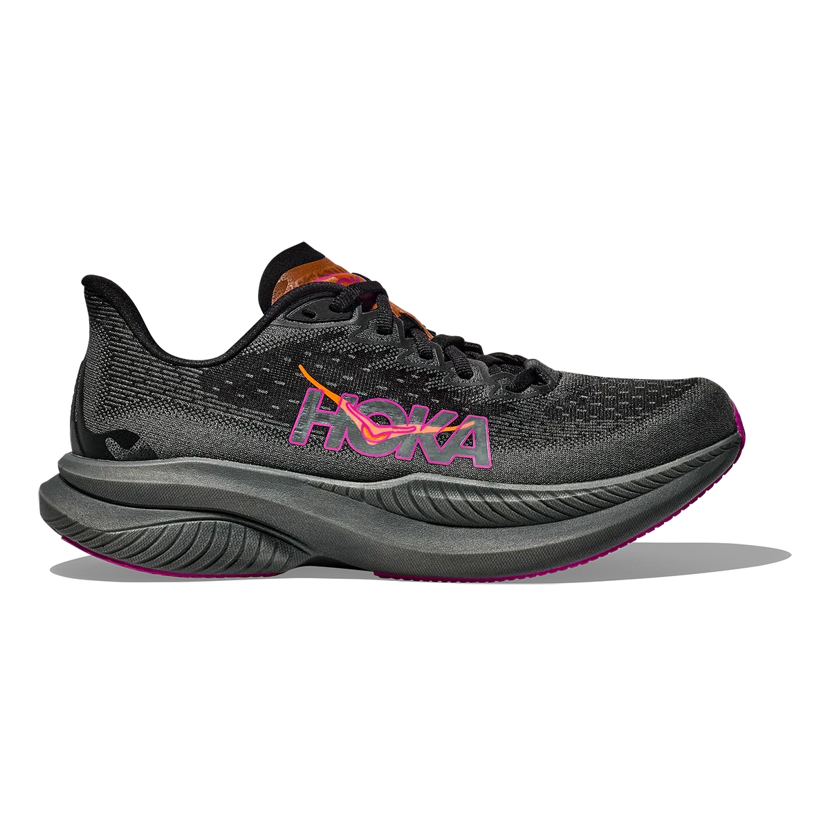 foam running shoes lace - decorated running gear Hoka Mach 6 - Black - Fuchsia