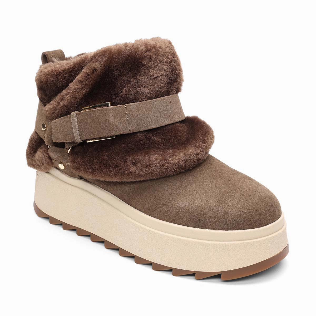 Moonrise Faux Fur Foldover Ankle Bootie Shock absorption tech